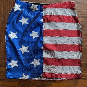 American Flag Sequins Skirt